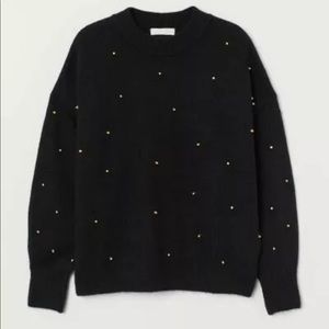 H&M Charcoal Pearl Studded Sweater